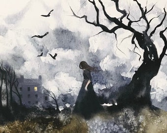 Wuthering Heights Gothic and Moody Watercolor Art Print