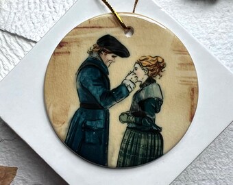 Brianna and Jamie Fraser Outlander Round Ceramic Christmas Ornament