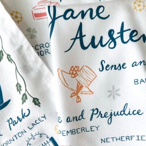 Jane Austen Book Lovers Deluxe Cotton Kitchen Tea Towel with Loop image 5