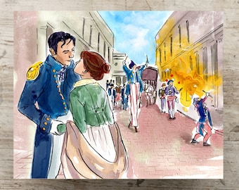 Anne Elliot and Captain Wentworth in Jane Austen's Persuasion Art Print