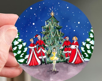 White Christmas Round Vinyl Sticker