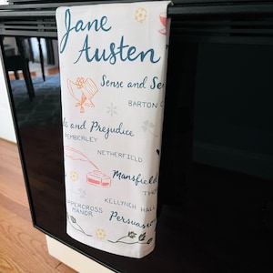 Jane Austen Book Lovers Deluxe Cotton Kitchen Tea Towel with Loop image 4