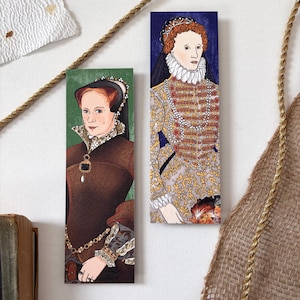 English Tudor Queens Bookmark featuring Elizabeth I and Mary I