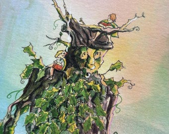 Treebeard, Merry, and Pippin Watercolor Art Print