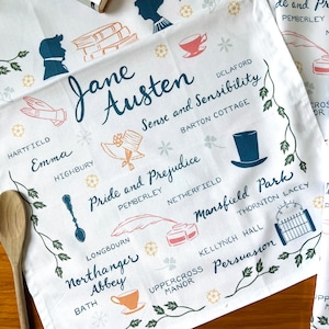 Jane Austen - Book Lovers Deluxe Cotton Kitchen Tea Towel with Loop