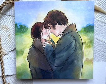Elizabeth Bennet and Mr Darcy from the 2005 adaptation of Jane Austen's Pride and Prejudice | Watercolor art print