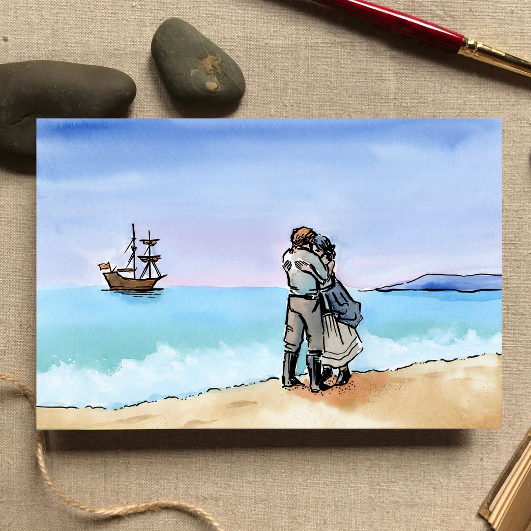 Outlander Art Print: Claire & Jamie Reunion, Uncharted Watercolor - Etsy