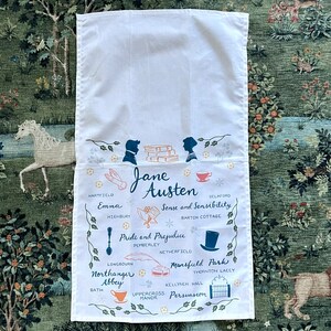 Jane Austen Book Lovers Deluxe Cotton Kitchen Tea Towel with Loop image 9