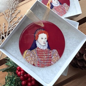 Queen Elizabeth I Portrait Round Ceramic Christmas Tree Ornament