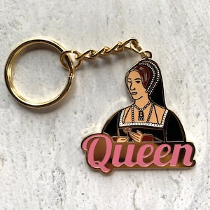 Tudor Queen Anne Boleyn Shiny Metallic Keychain with Enamel Color