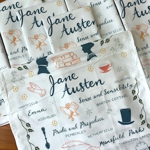 Jane Austen Book Lovers Deluxe Cotton Kitchen Tea Towel with Loop image 7