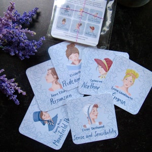 Jane Austen Paper Coasters (set of 6) | Jane Austen Gifts | Regency Era | Gifts for Book Lovers