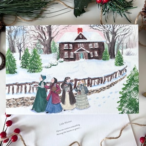 Little Women Wassailing Watercolor Art Print