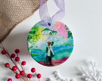 Anne of Green Gables Round Ceramic Christmas Ornament