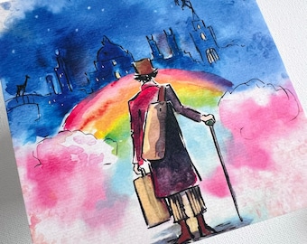 Watercolor Rainbow Fantasy London Chocolatier 5.25 x 5.25 Art Print