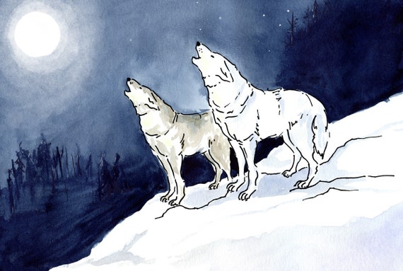Game Of Thrones Ghost And Nymeria Print Etsy