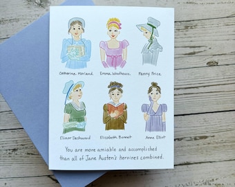 Jane Austen Heroines Notecard: Regency Era Gift