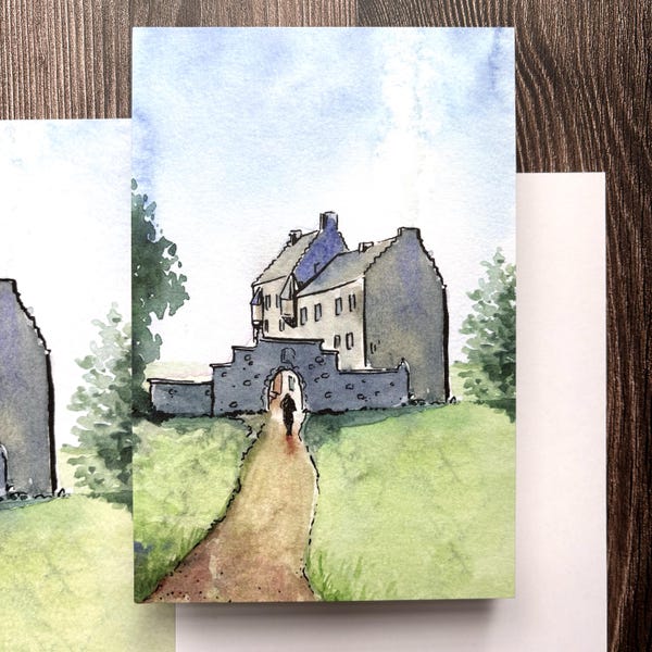 Lámina artística en acuarela de Lallybroch / Castillos escoceses