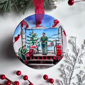 White Christmas Wallace and Davis Wartime Ceramic Ornament