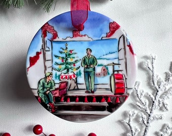 White Christmas Wallace and Davis Wartime Ceramic Ornament