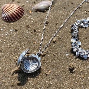 Silver Shell Locket Necklace