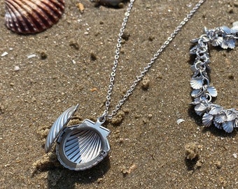 Silver Shell Locket Necklace