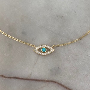 Crystal & Turquoise Eye Necklace