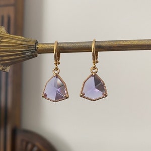 Lilac Jewel Huggie Hoop Earrings