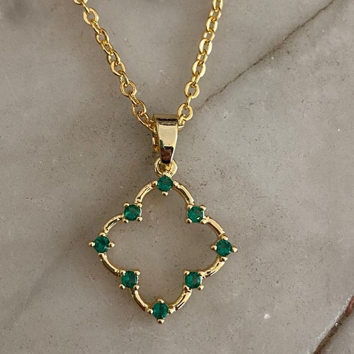 Emerald Green Necklace May Birthstone Pendant Gold Filled - Etsy