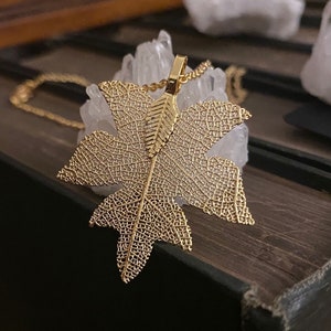 Real Leaf Skeleton Dipped In Gold Necklace