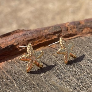 Gold Starfish Stud Earrings – Sterling Silver Posts | Gold-Plated Seaside Earrings | Coastal Gift for Her