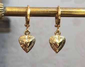 Heart Huggie Hoop Earrings