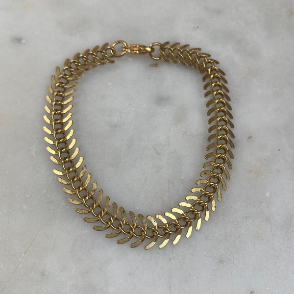 Raw Brass Fishbone Bracelet