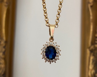 Sapphire Blue & Crystal Jewel Necklace
