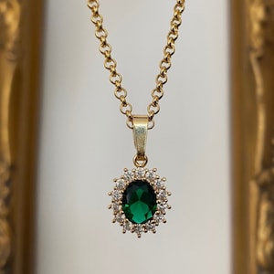 Emerald Green & Crystal Jewel Necklace