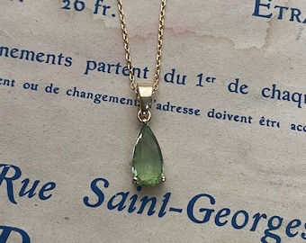 Peridot Green Teardrop Necklace
