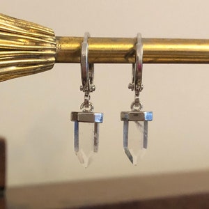 Crystal Quartz Pointed Gemstone Hoop Earrings