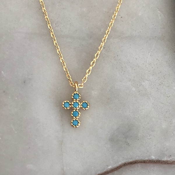 Collier Turquoise Jewel Cross