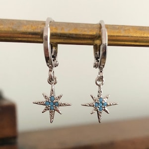 Turquoise Star Huggie Hoop Earrings