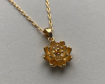 3D Lotus Necklace – Gold-plated Yoga Jewellery – Mindful