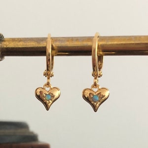 Heart & Mint Opal Huggie Hoop Earrings