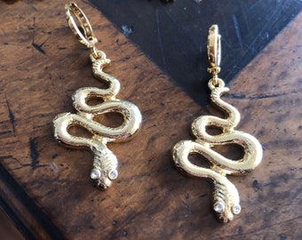 Snake Huggie Hoop Earrings