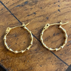 Small Gold Bamboo Hoop Earrings