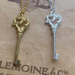 Vintage Inspired Key Long Chain Pendant Necklace