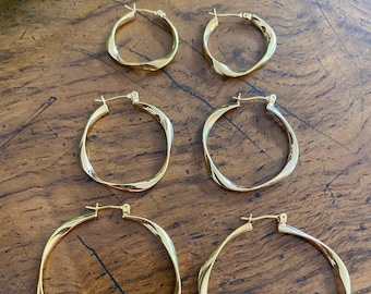 Gold Twisted Hoop Earrings