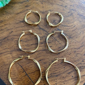 Gold Twisted Hoop Earrings