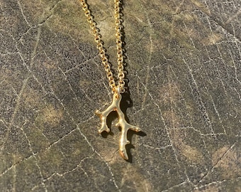 Gold Coral Branch Necklace