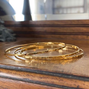 Thin Hammered Bangle Bracelet