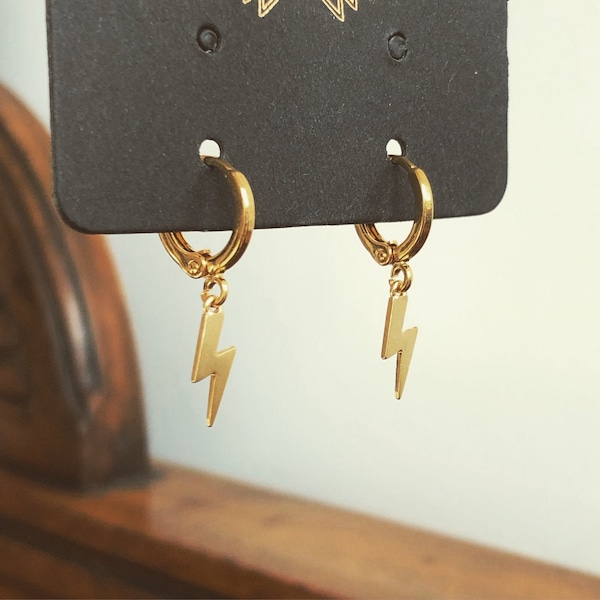 Lightning Bolt Huggie Hoop Earrings