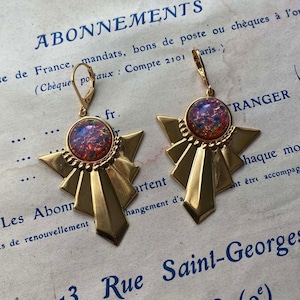 Art Deco With Harlequin Stone Earrings
